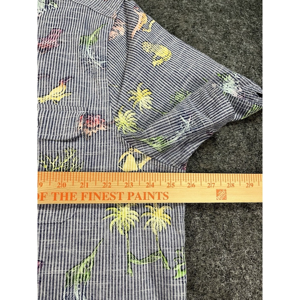 Tommy Bahama Mens XL Hawaiian Shirt Camp Striped Bird Cocktail AOP Tropical EUC - Picture 7 of 7